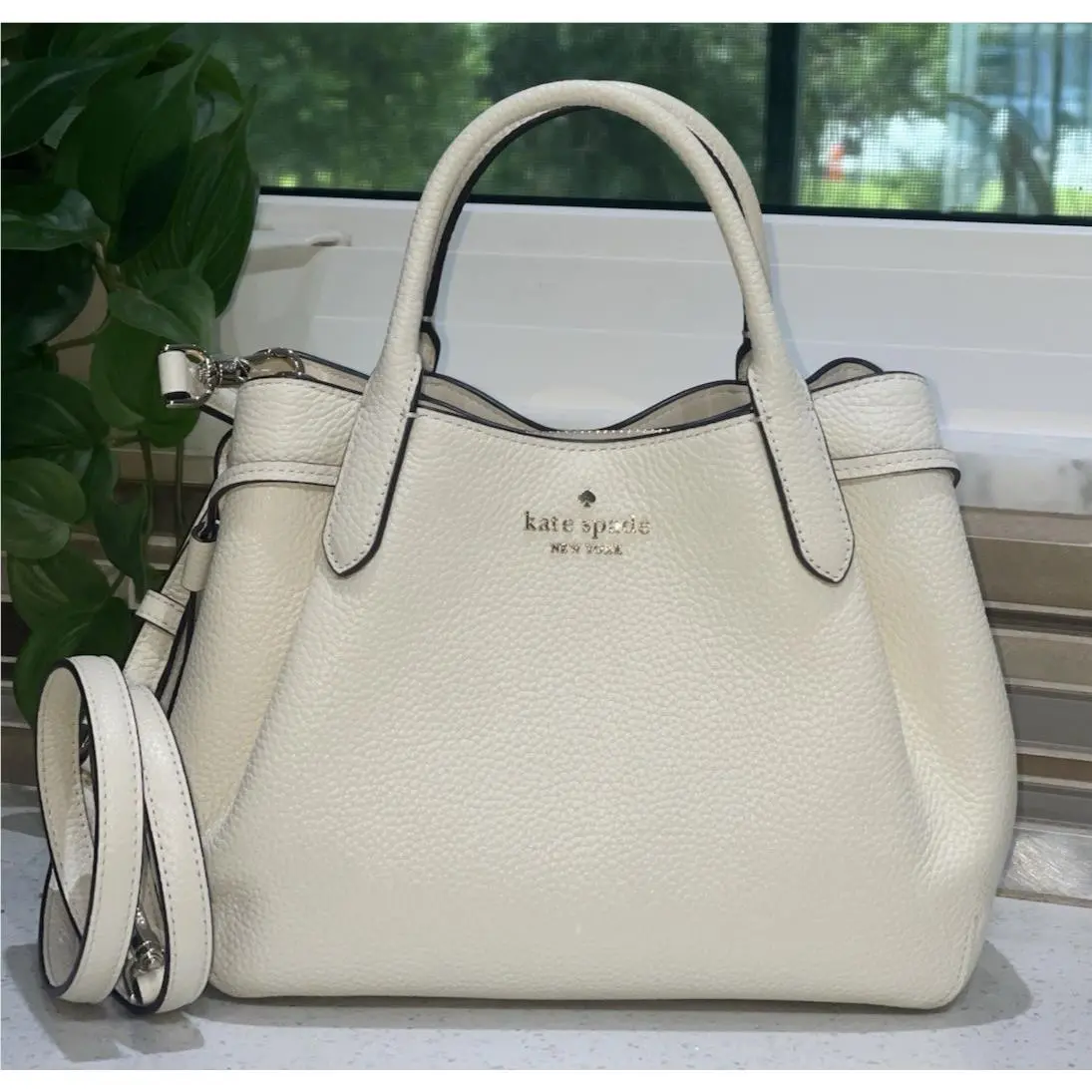 Dumpling Small Satchel Crossbody Bag Hobo Meringue Cream Leather Gold by Kate Spade