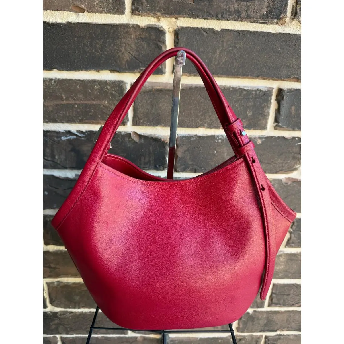 Kate Spade Small Deco Tulip Fine Grain Leather Tote Jam Red