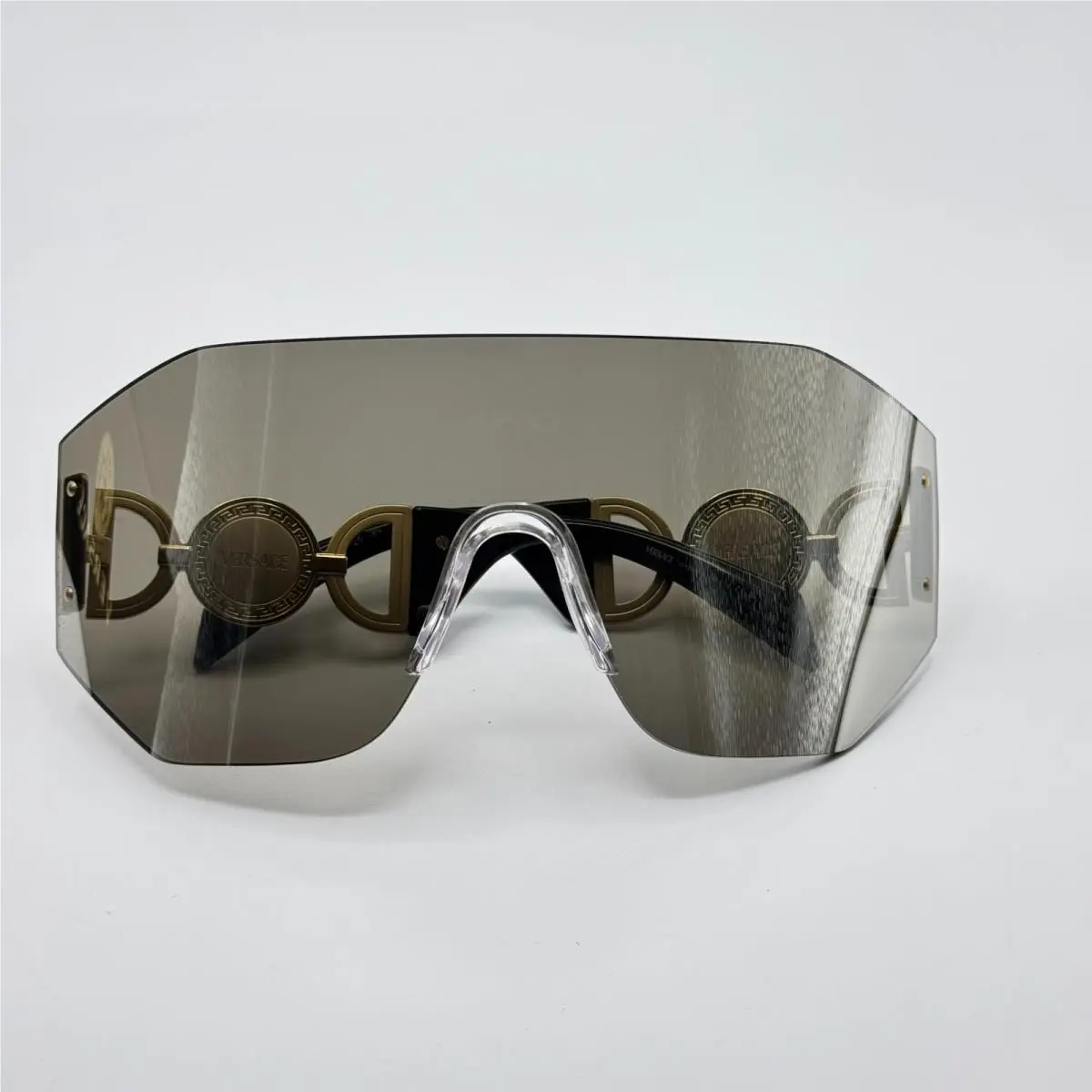 Versace Sunglasses 0VE2258 10026G Grey Silver Wrap Shield Lens Oversized