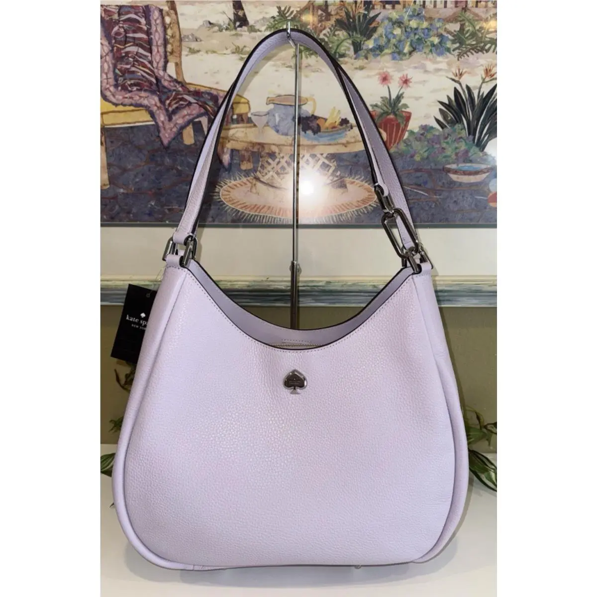Kate Spade Kayla Large Shoulder Bag Triple Compartment Purse Tote Lilac Leather