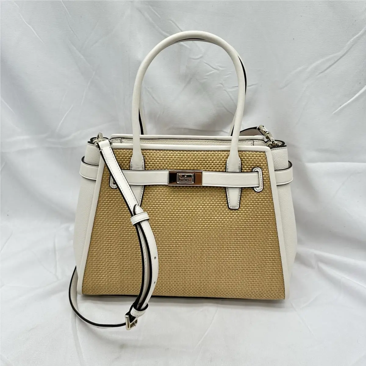 Womens Lucia Medium Satchel K7350 Straw Parchment by Kate Spade
