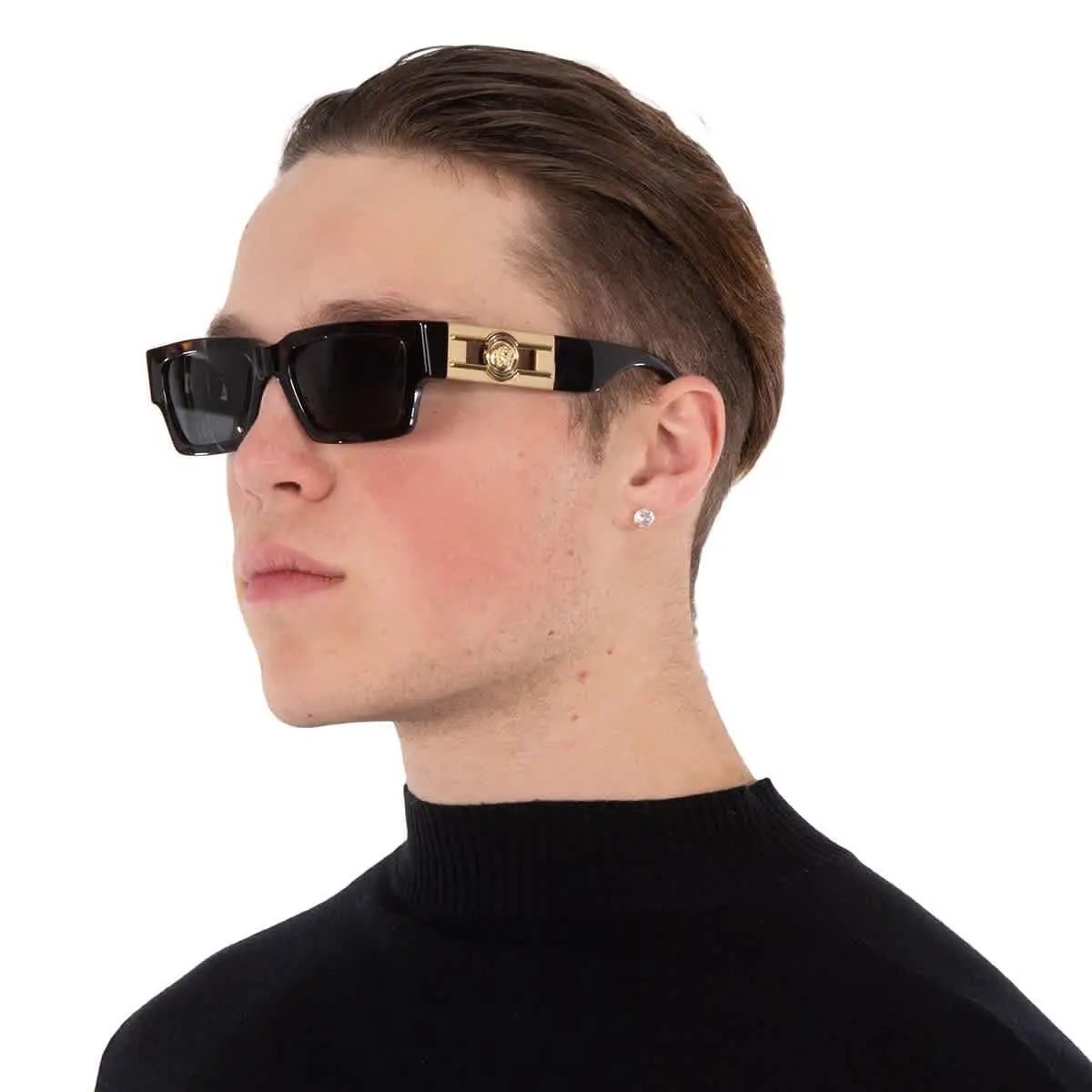 Dark Grey Rectangular Unisex Sunglasses VE4459 108/87 54 VE4459 108/87 by Versace