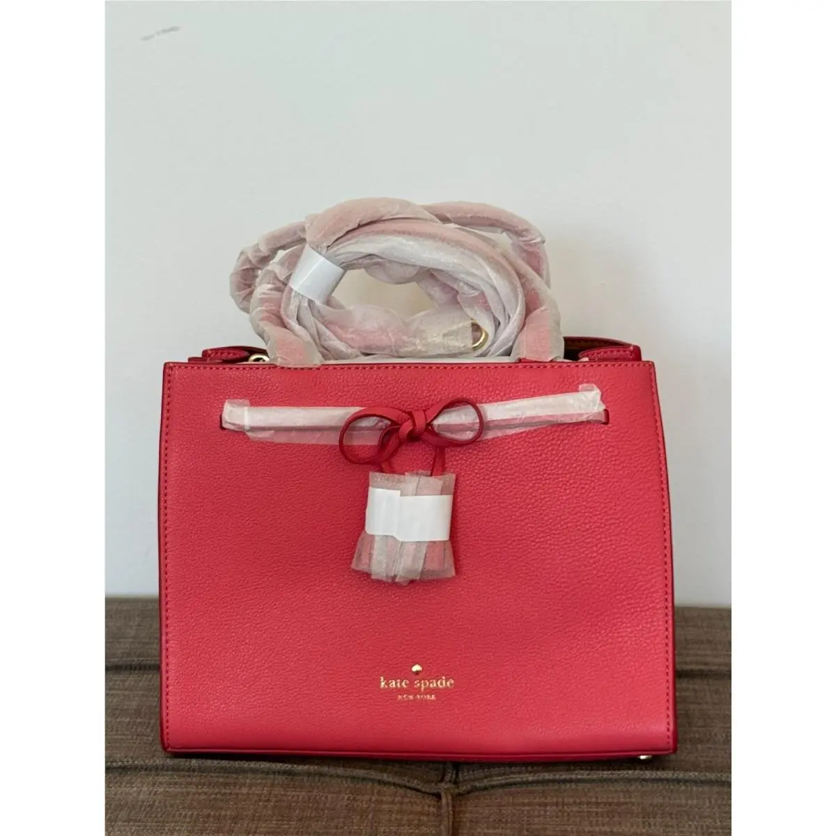 Kate Spade Hayes Street Small Isobel Leather Satchel Bag in Warm Guava Pink New