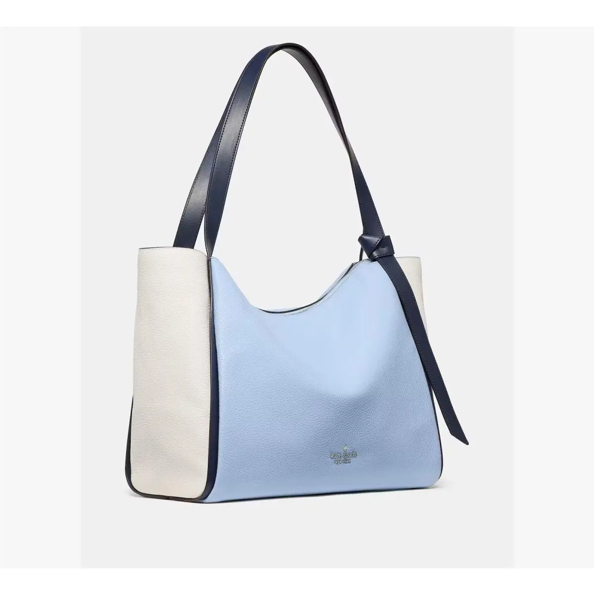 Pebble Leather Knott Tote/shoulder Bag-colorblock Lt. Blue/navy/chalk by Kate Spade