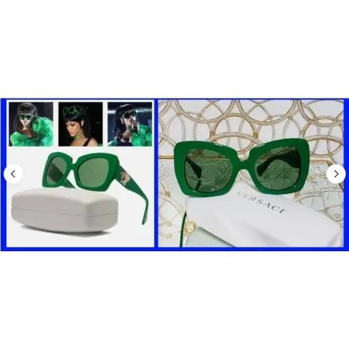 Versace Medusa Temple Geometric Sunglasses in Green as Seen on Rihanna