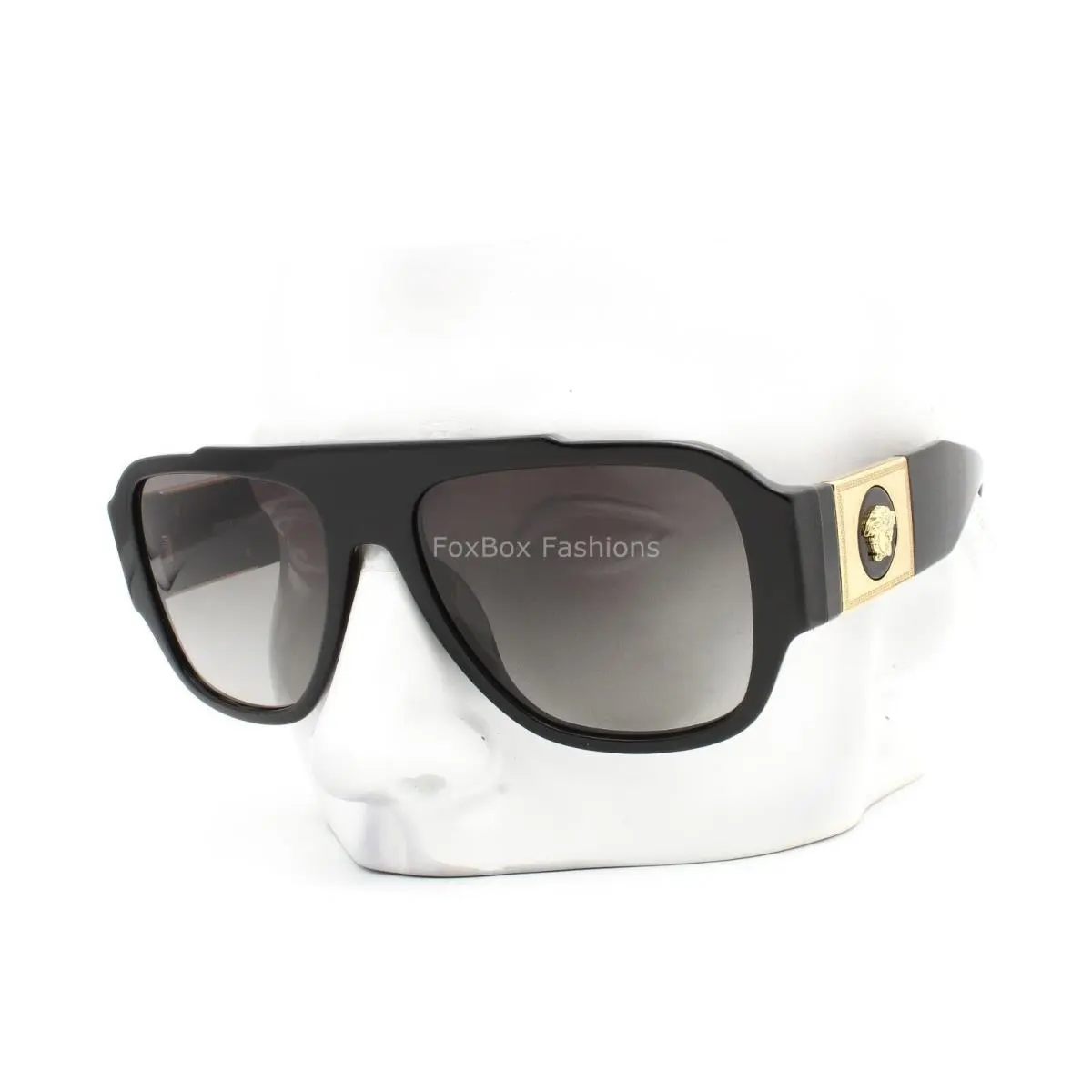 Sunglasses VE 4436-U GB1/11 Polished Black Gold Medusa Logo with Case by Versace