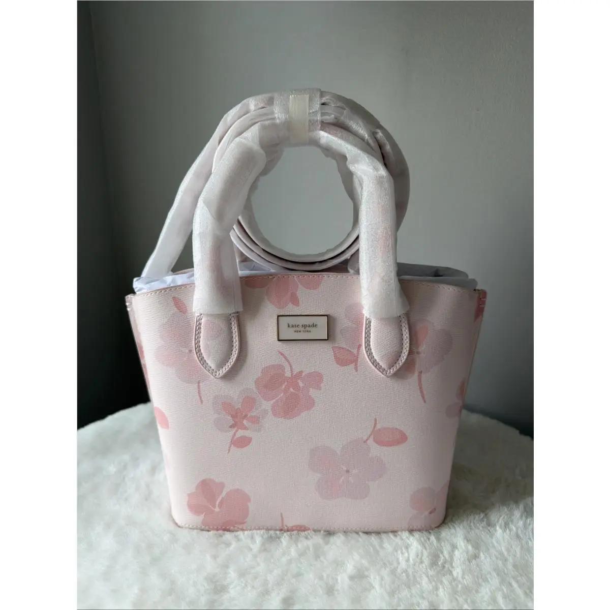 Spring Pansies Satchel in Blush Cloud Saffiano Floral by Kate Spade