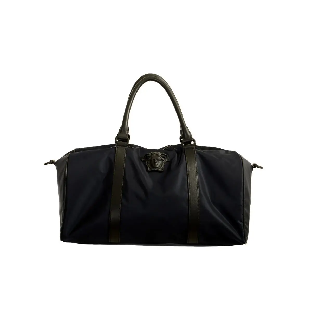 Men`s Navy Blue Black Medusa Logo Duffle Weekender Gym Shoulder Bag by Versace