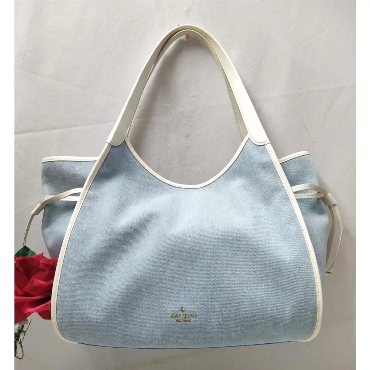 New York Stash Denim Blue Canvas Carryall Shoulder Bag by Kate Spade