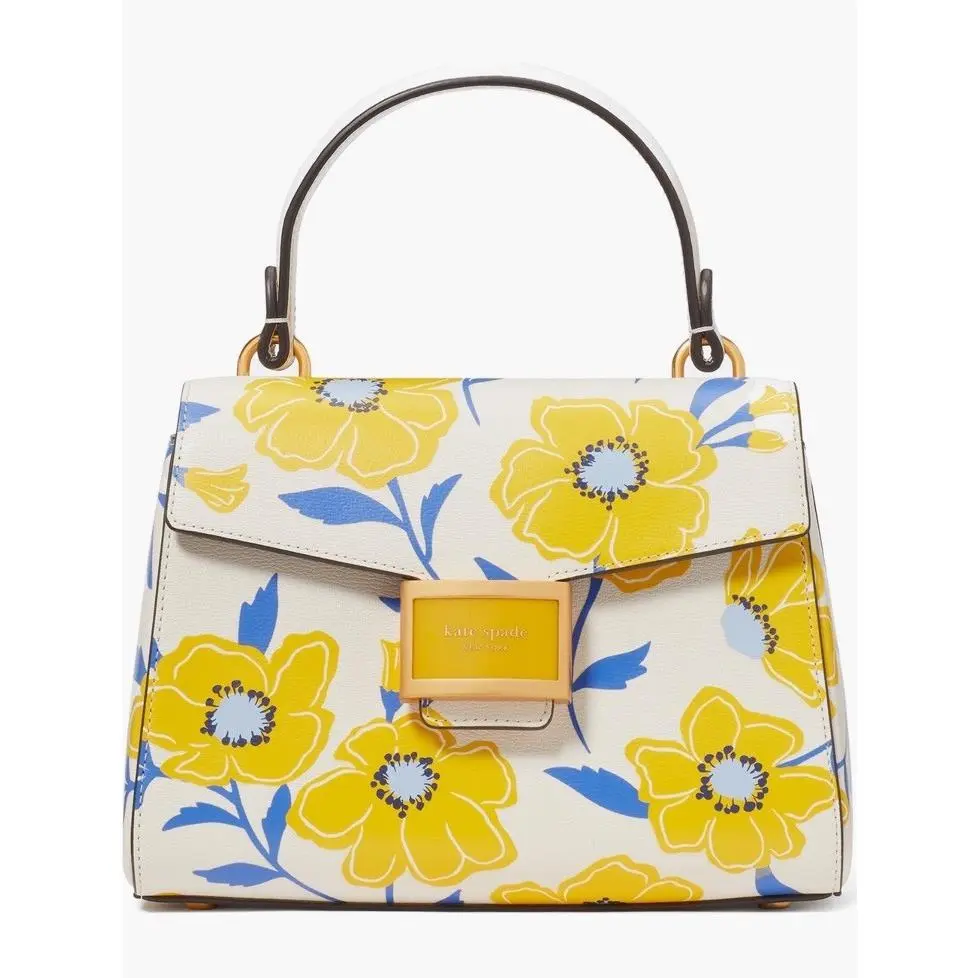 Katy Sunshine Floral Top Handle Crossbody Leather Bag Cream Multi by Kate Spade