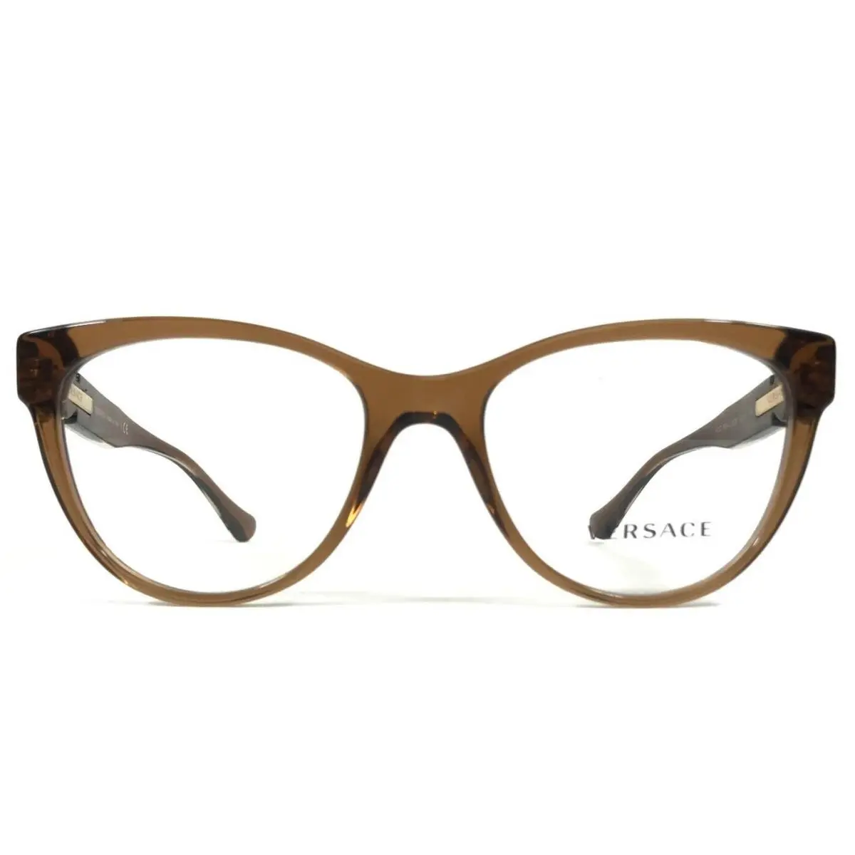 Versace Eyeglasses Frame MOD.3304 5028 Shiny Transparent Brown Cat Eye 53-18-140