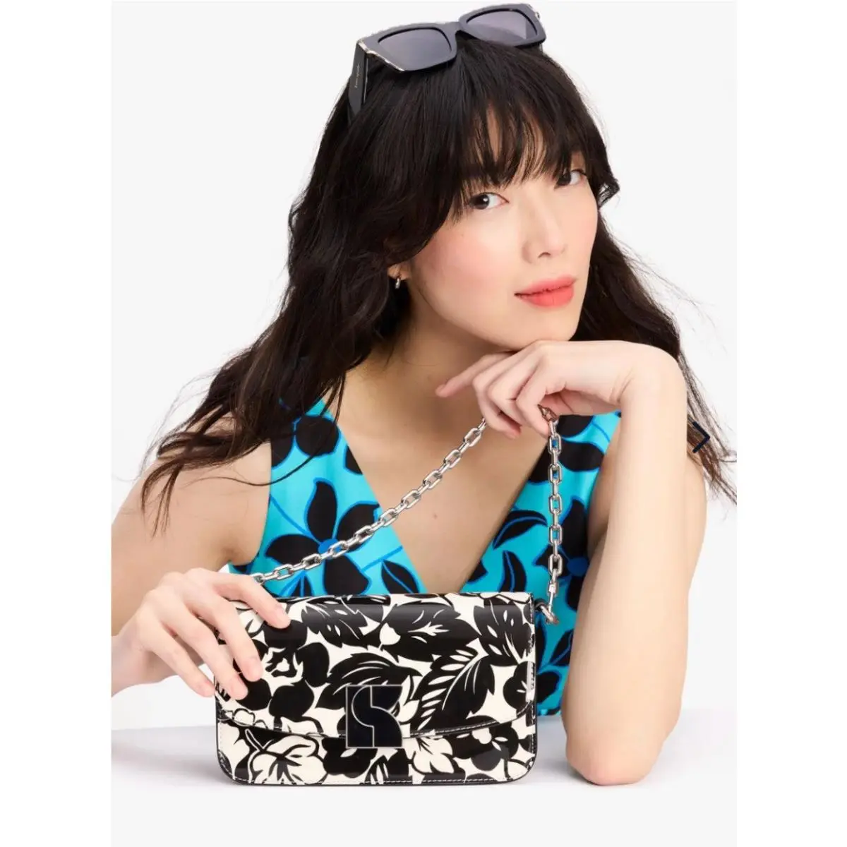 Dakota Tropical Foliage Patent Leather Small Crossbody  Purse KH001 by Kate Spade