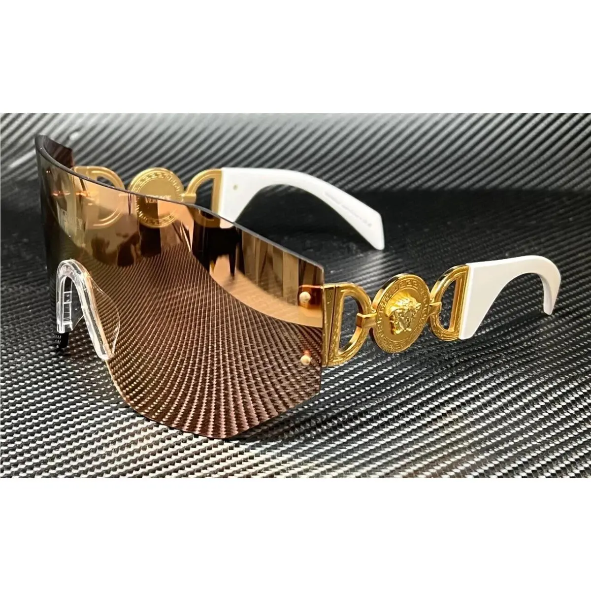 Versace VE2258 10027J Sunglasses Dark Brown Mirror Rose Gold 45mm