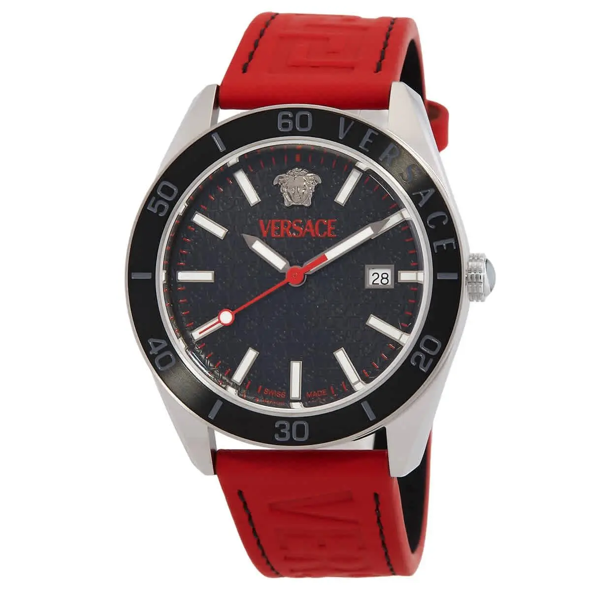 Versace V-dome Quartz Black Dial Men`s Watch VE8E00124