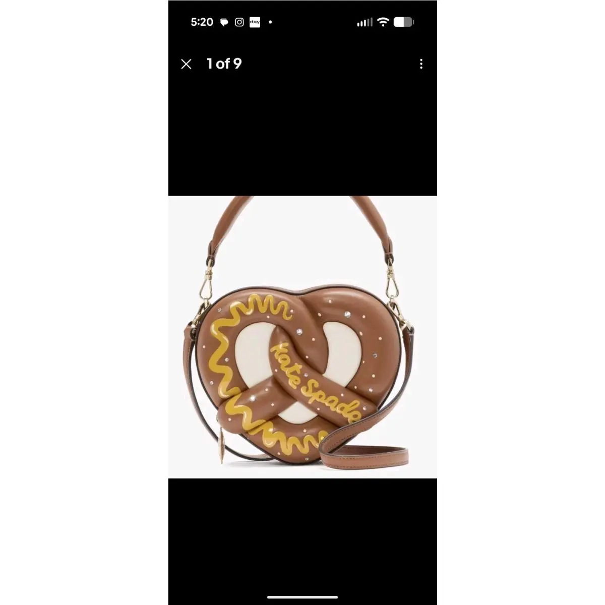 Kate Spade 3D Pretzel Crossbody Bag Purse Top Handle New York City Novelty