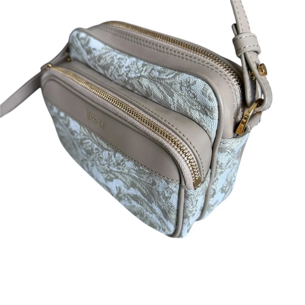 Versace Fabric Jacquard and Leather Bag Crossbody Shoulder Bag 1012856
