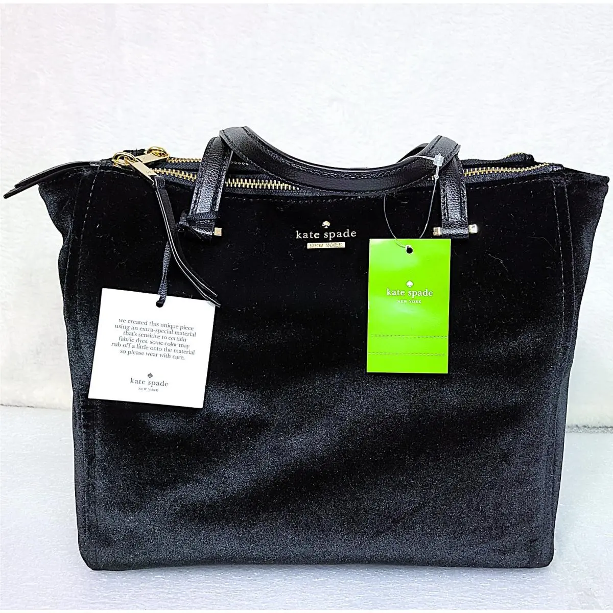 NY Women`s Dawn Place Velvet Small Kona Satchel WKRU5586 Black New by Kate Spade