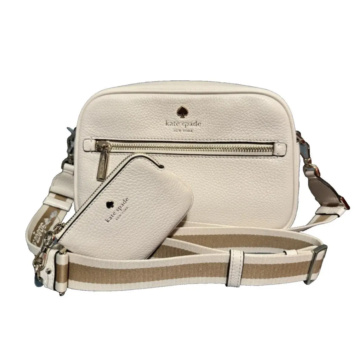 Kate Spade Emma Pebbled Leather Purse W/detachable Pouch Crossbody Bag New