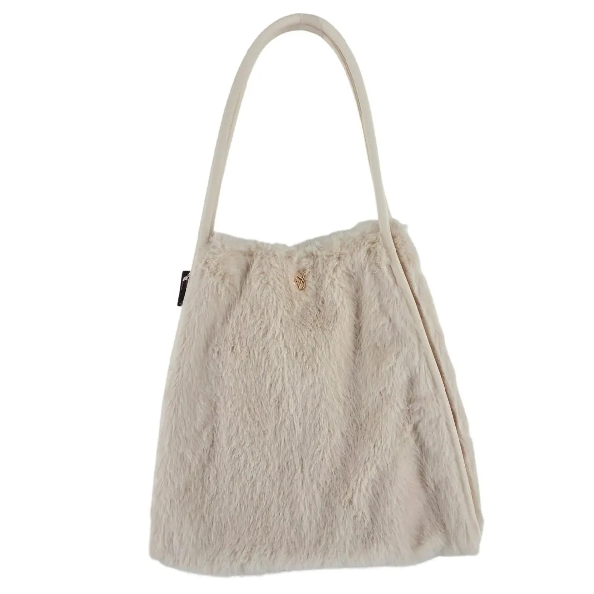 Victoria`s Secret White Fur Tote Bag Gold VS Logo by Victoria's Secret