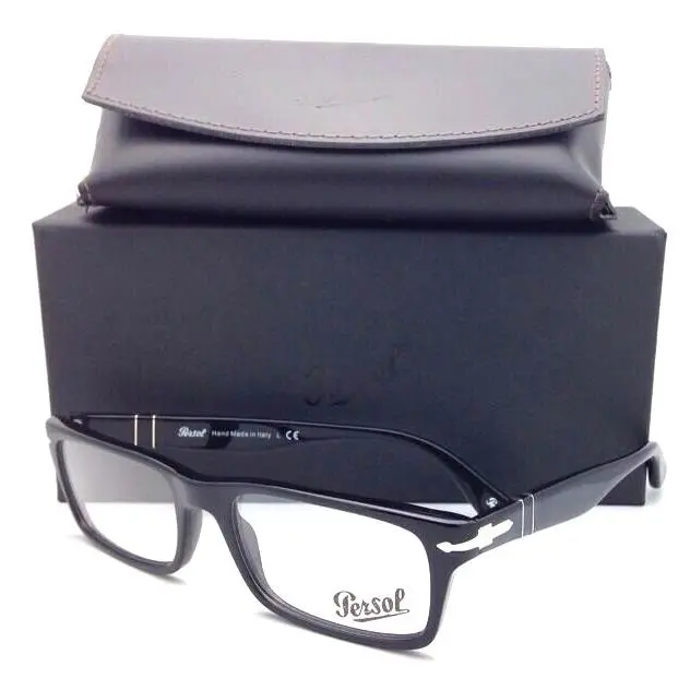 Persol Rx-able Eyeglasses 3050-V 95 53-18 140 Rectangular Black Frame