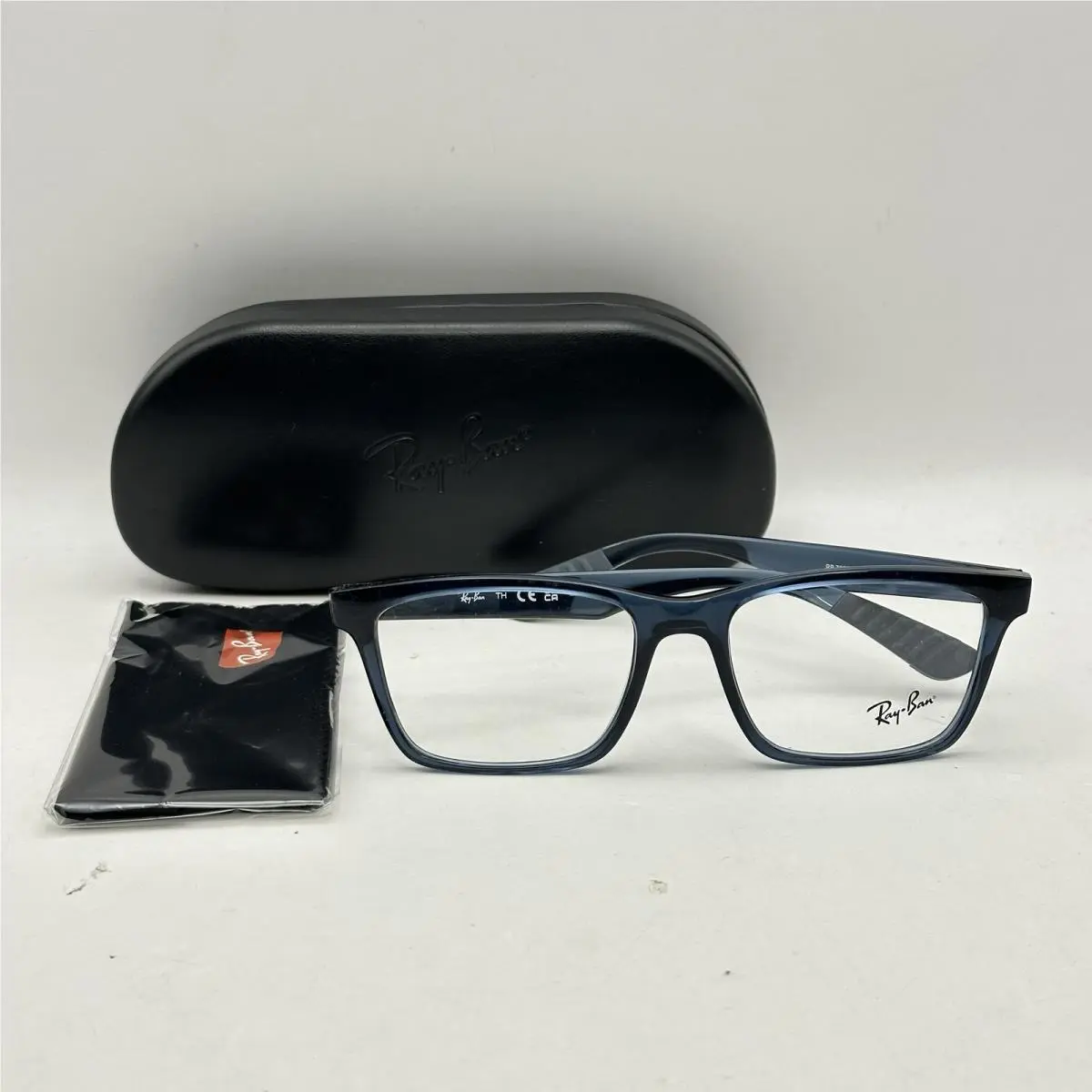 Ray Ban Mens Square Full Rim Eyeglasses RX7025 Transparent Gray/blue