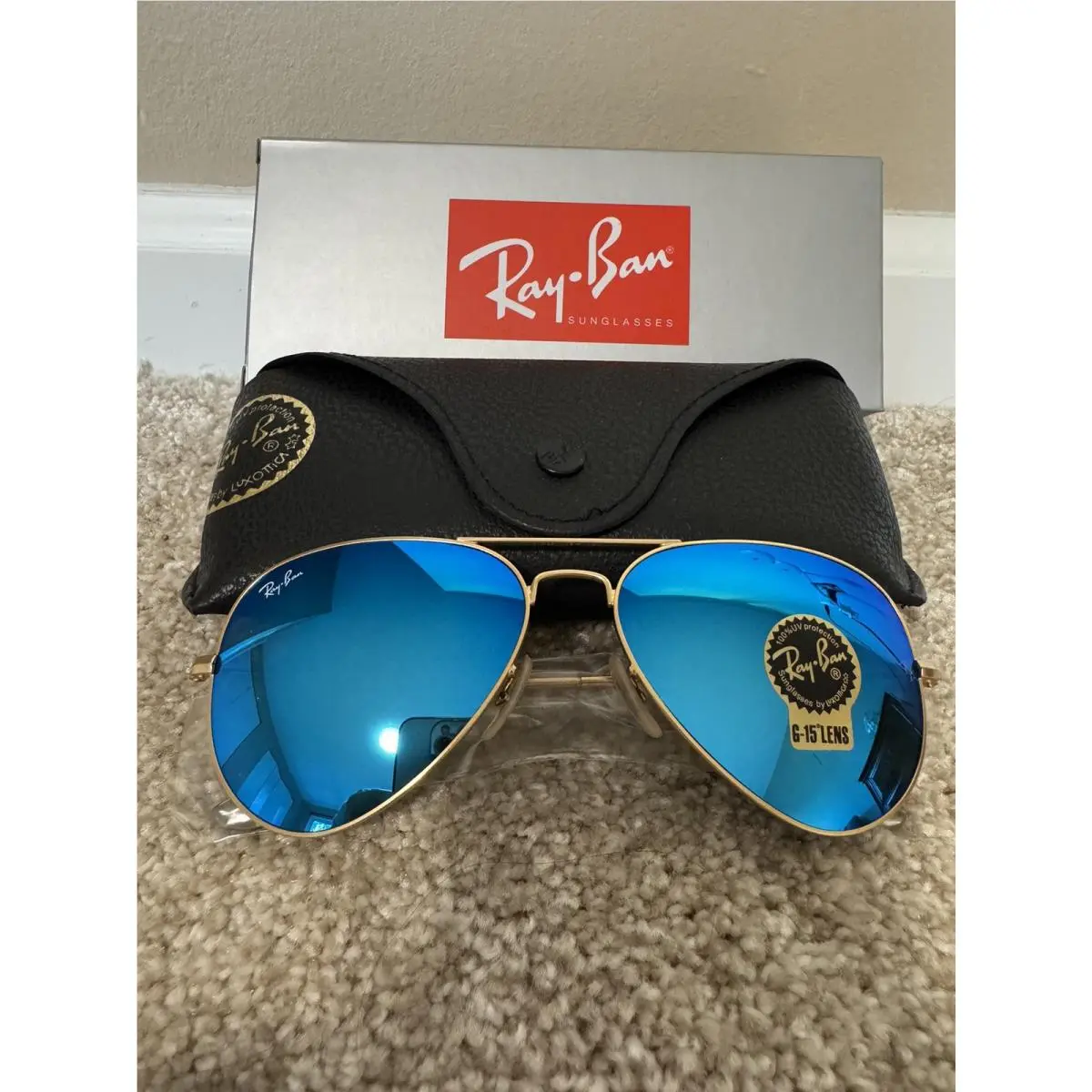 Ray-ban Aviator Pilot RB3025 Blue Sunglasses 58mm