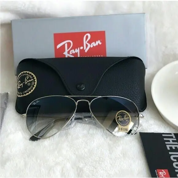 Ray-ban Aviator Pilot Silver Frame / Gradient Grey RB3025 58mm Sunglasses
