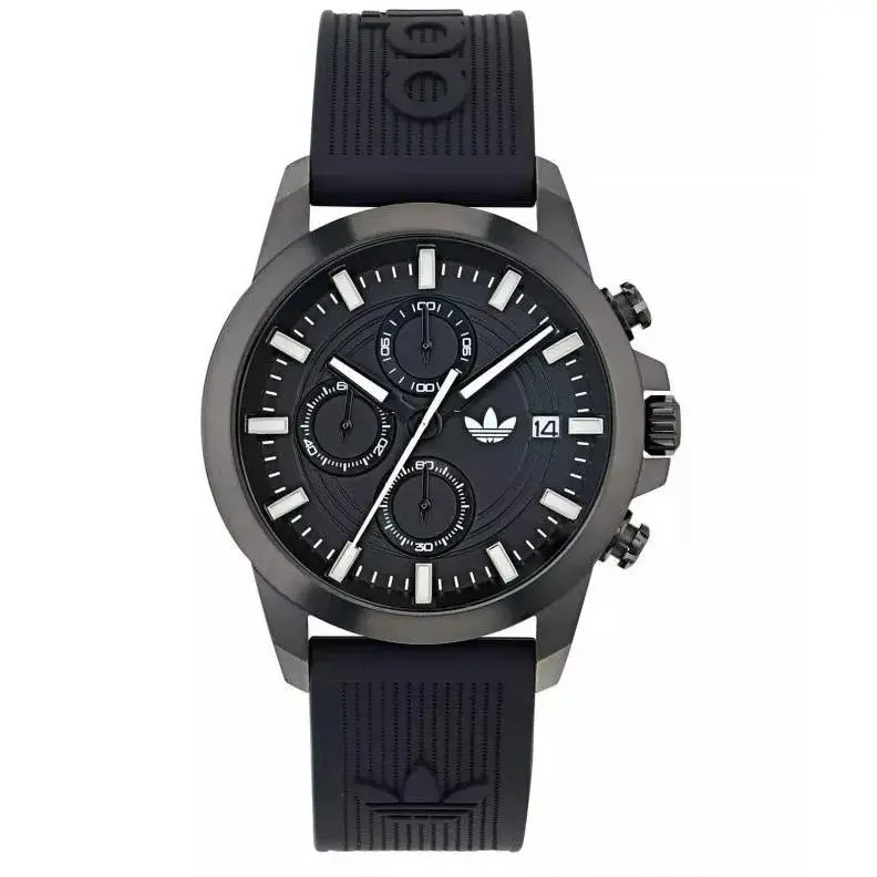 Adidas Unisex Originals Expression Two Chrono Quartz Watch - AOFH24521 - Dial: Black, Band: Black