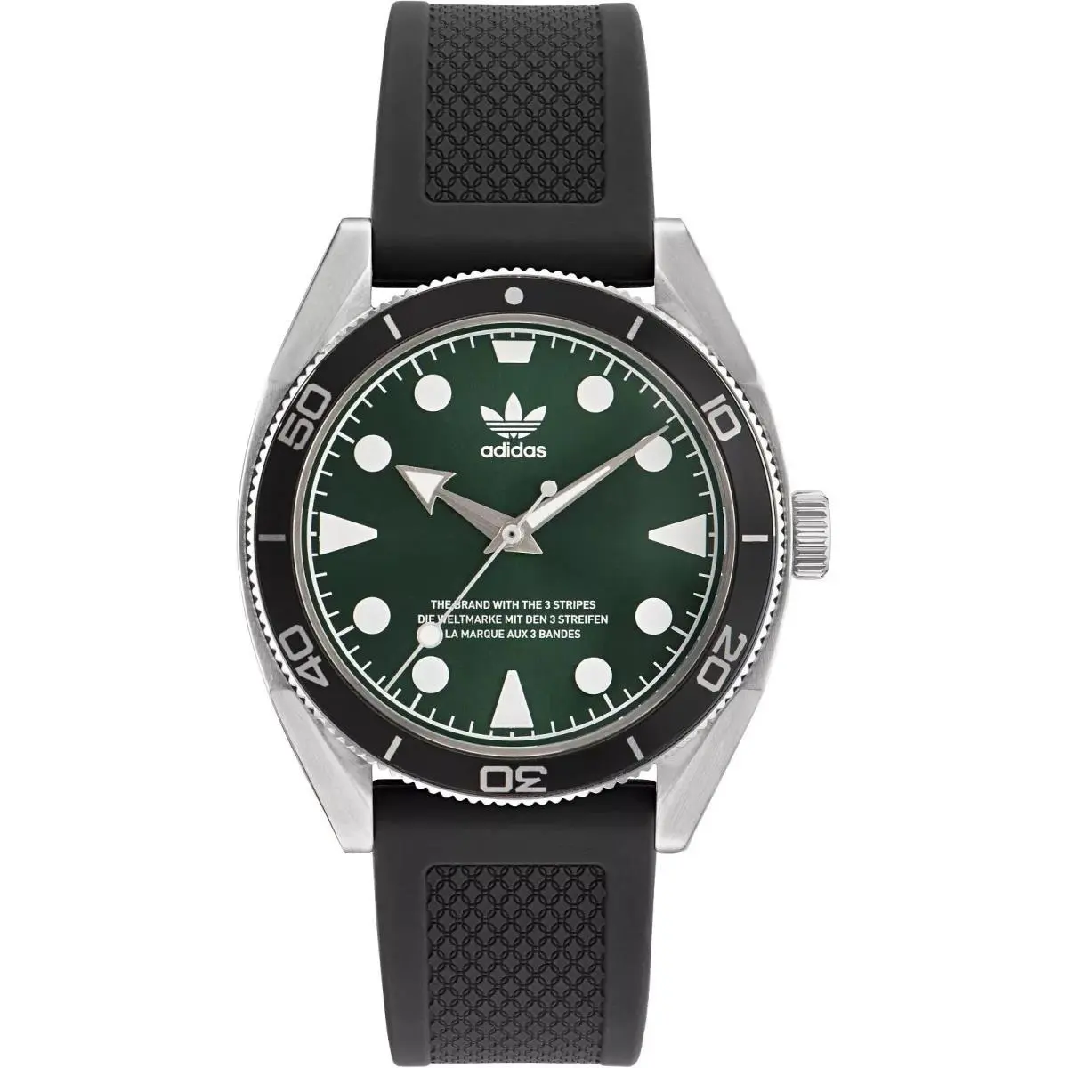 Adidas Unisex Originals Edition Two Quartz Watch - AOFH23008 - Dial: Green, Black, Band: Black, Bezel: Black, Silver
