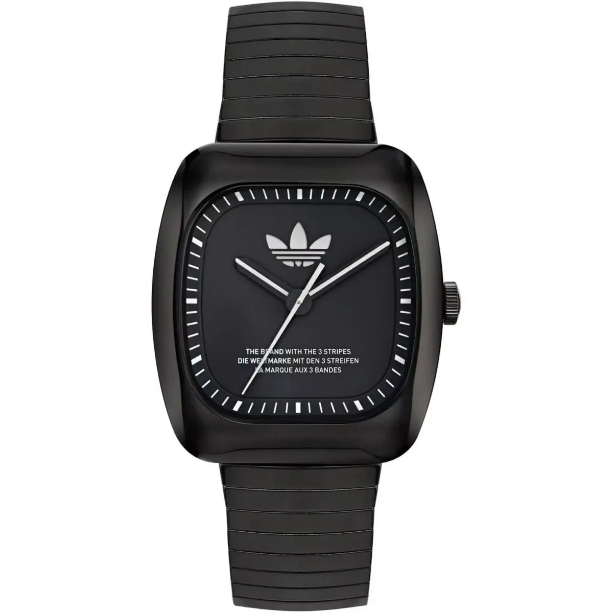 Adidas Unisex Originals Retro Wave Two Quartz Watch - AOSY24026 - Dial: Black, Band: Silver, Black, Bezel: Black