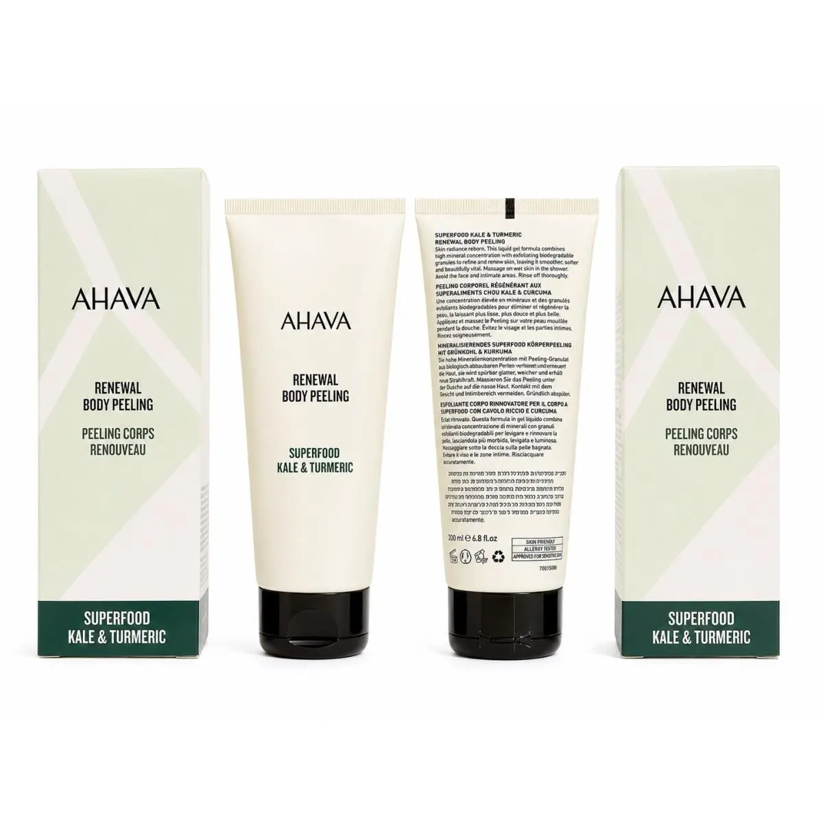 Ahava Superfood Kale Turmeric Renewal Body Peeling 200ml 6.8 fl oz Duo by AHAVA