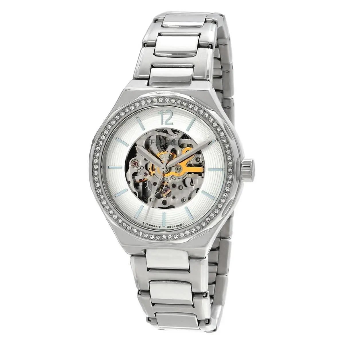Fossil BQ3788 Eevie White Dial 36 mm Women`s Watch - Silver-tone, Dial: White, Band: Silver-tone