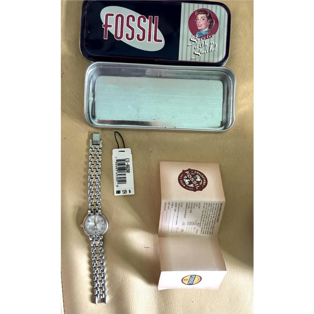 Vintage 1996  Watch ES-8690 Gold Silver by Fossil
