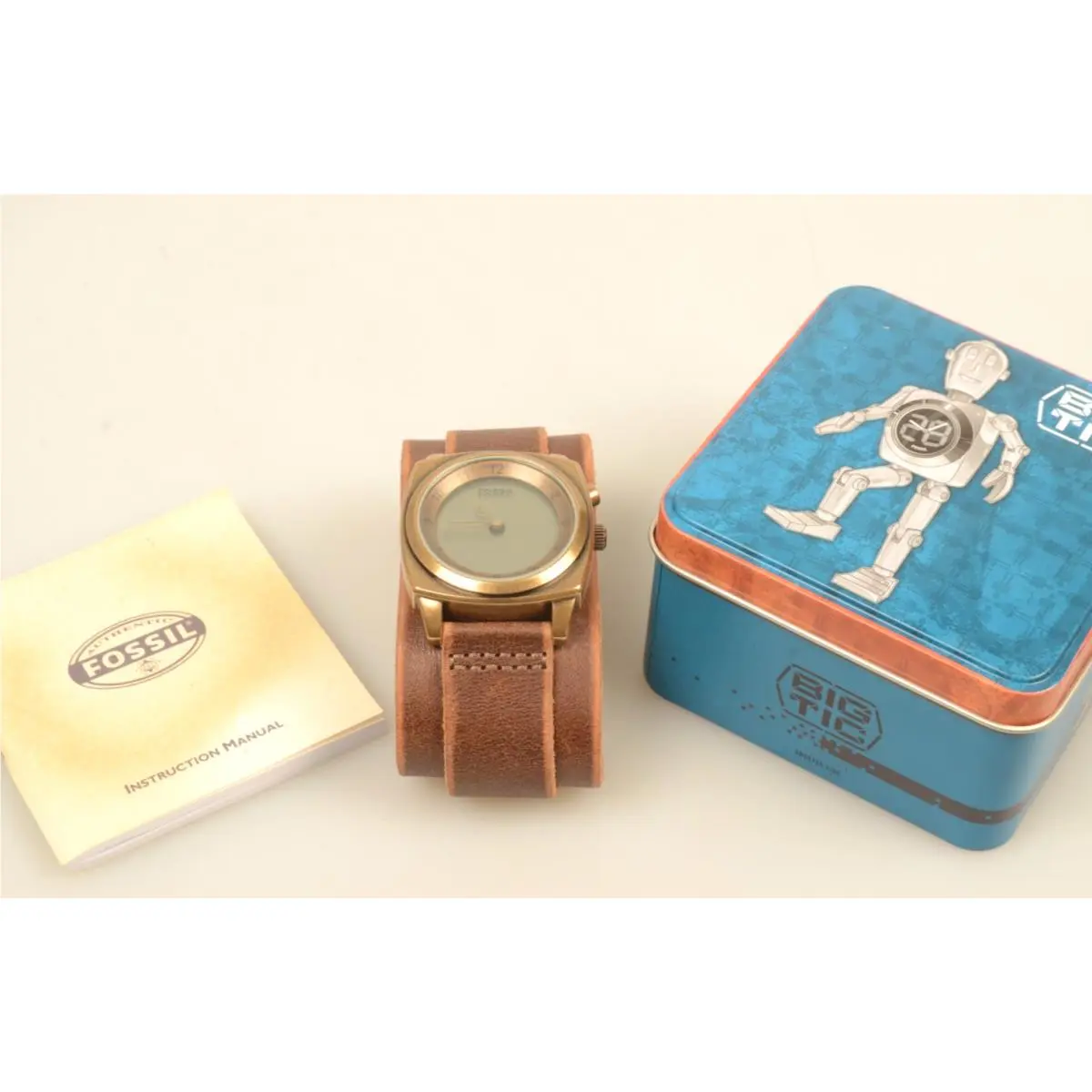 Vintage  Watch BG-1011 Super Wide Brown Leather Band - Needs Battery by Fossil