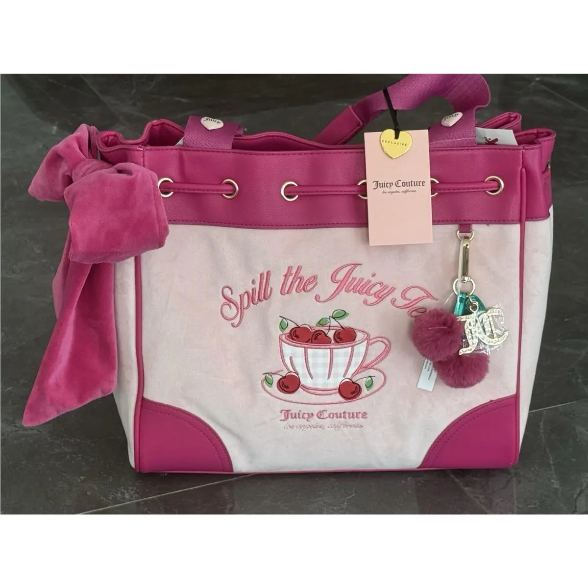 Juicy Couture Spill The Juicy Tea Tote Powder Pink Clay Sweet Tea Bag