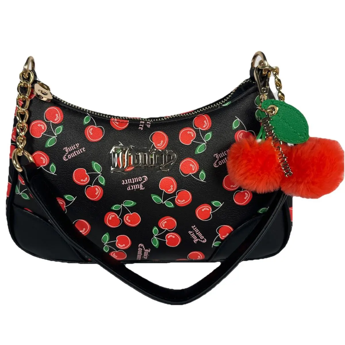 Juicy Couture Cherry Girl Shoulder Bag Black Ref Chain Purse Charm
