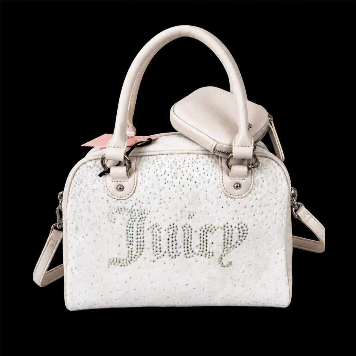 Let It Shine Bowler Satchel Crossbody Velour Bag Crystal Bling by Juicy Couture