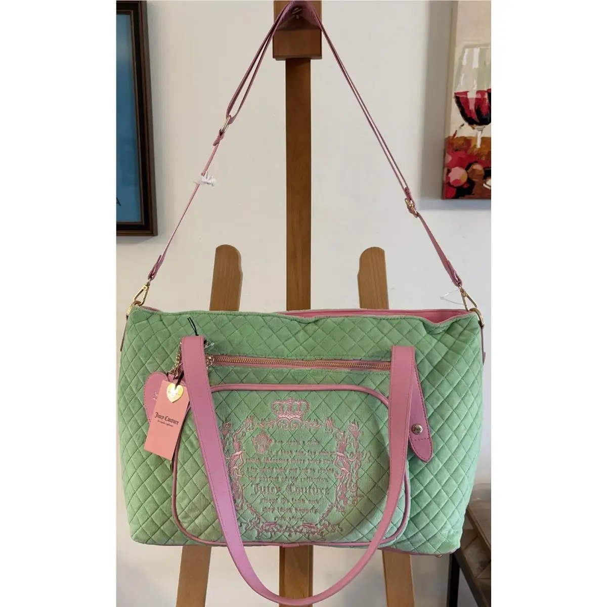 Juicy Tale Retro Green Pink Weekender Shoulder Crossbody Bag by Juicy Couture