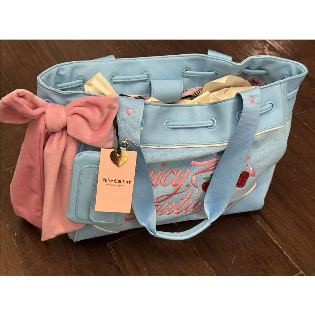 Juicy Couture Retro Strawberry Tote Powder Blue Daydreamer Bag W/purse Y2K