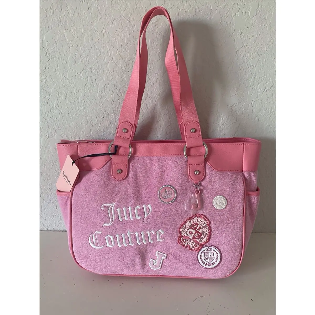 Juicy Couture Juicy Girls Rule Large Tote Bag Pink Cherry Blossom W/ J Charm