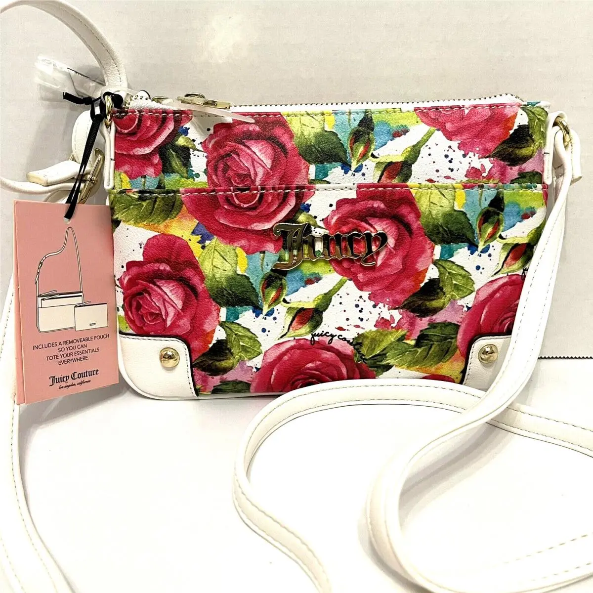 White Rose / Floral Shoulder Bag / Purse - Originally by Juicy Couture