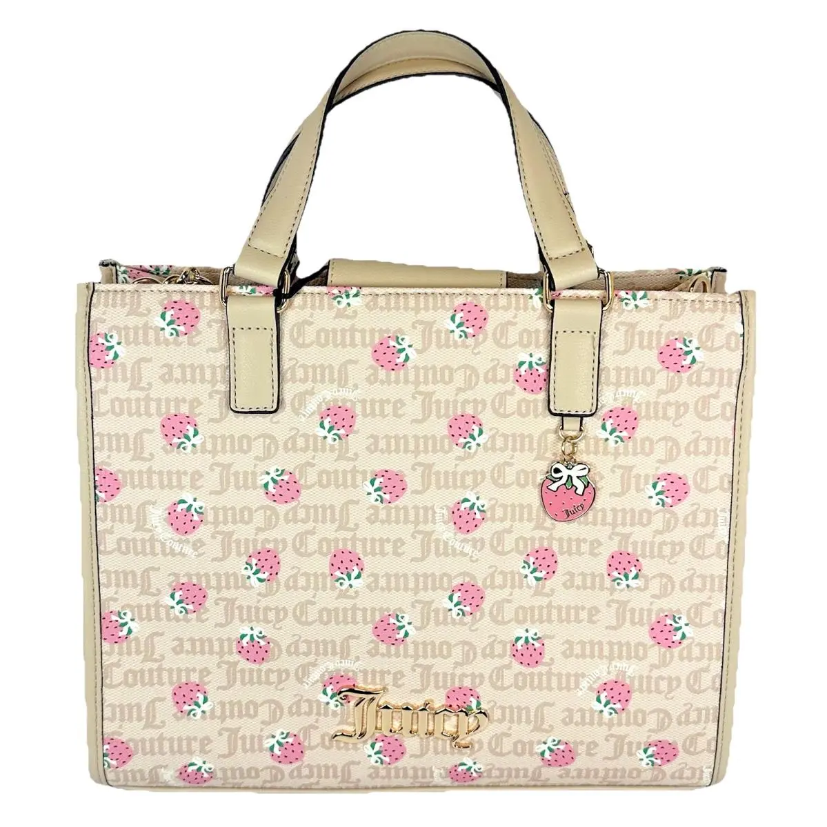Juicy Couture Berry Sweet Strawberry Tote Bag Sandstone Pink Charm