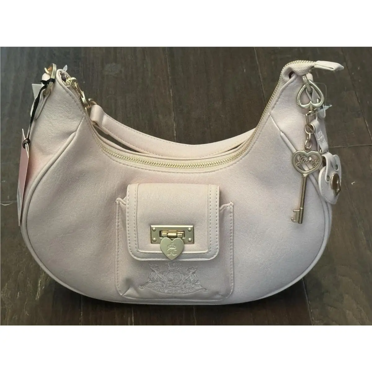 Royal To Juicy Hobo/shoulder Pink Bag W/key Charm Key by Juicy Couture