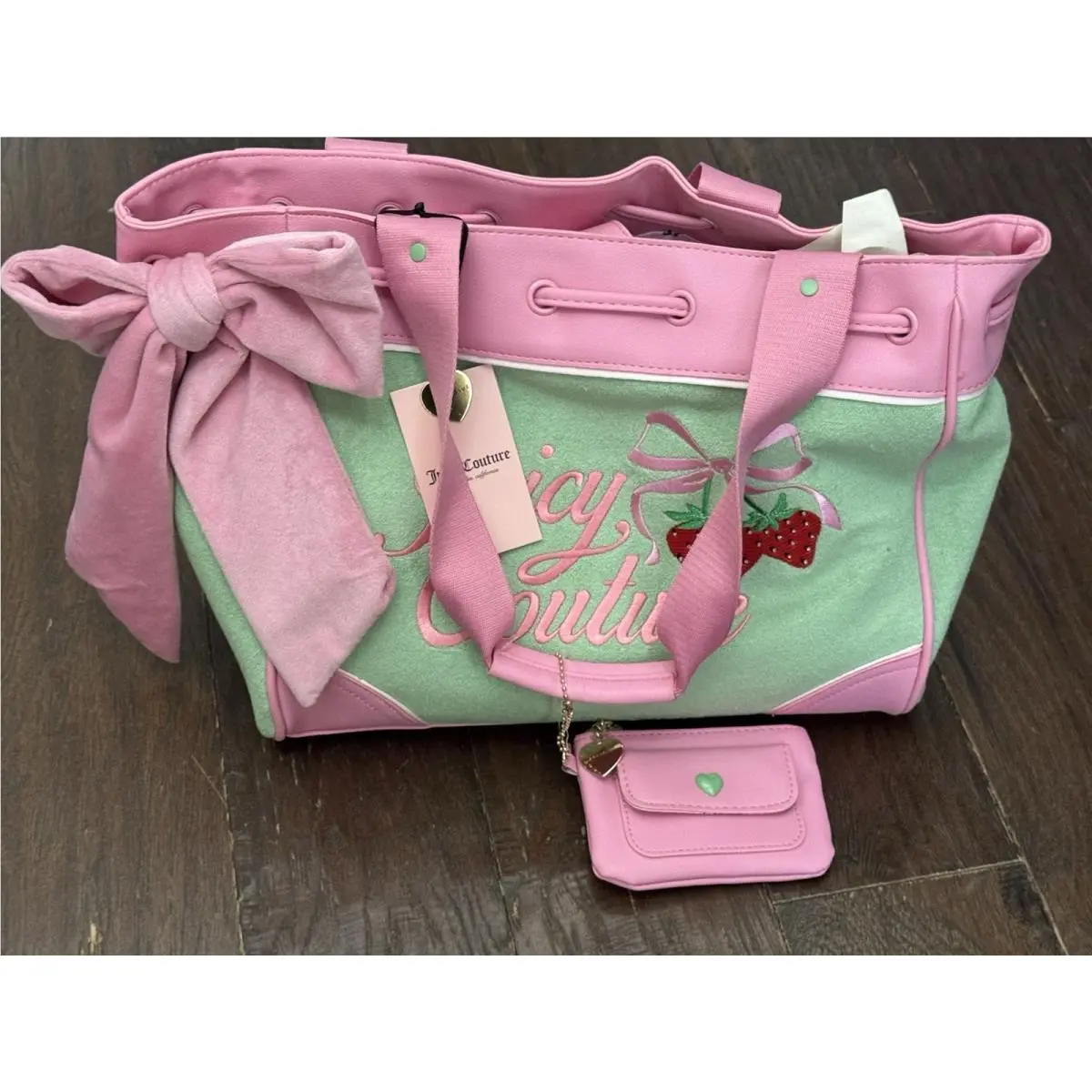 Juicy Couture Retro Strawberry Tote Powder Green Daydreamer Bag W/purse Y2K