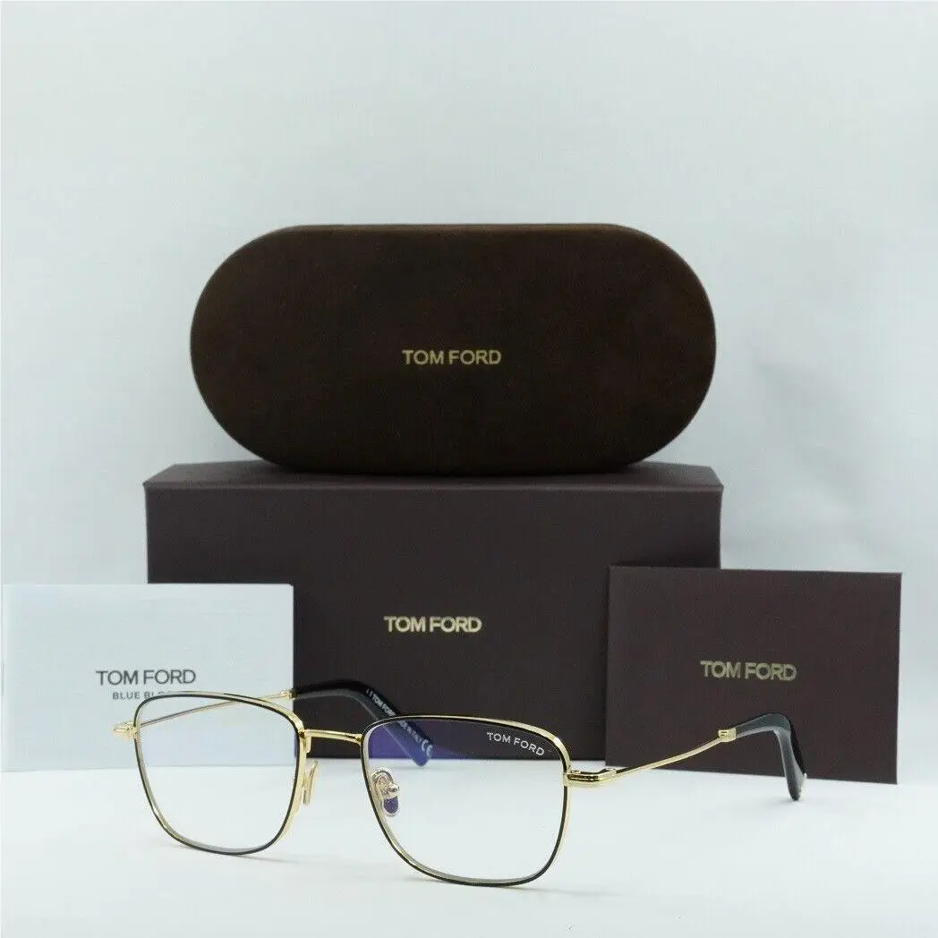Tom Ford FT5748-B 001 Shiny Black Enamel/deep Gold 55mm Eyeglasses