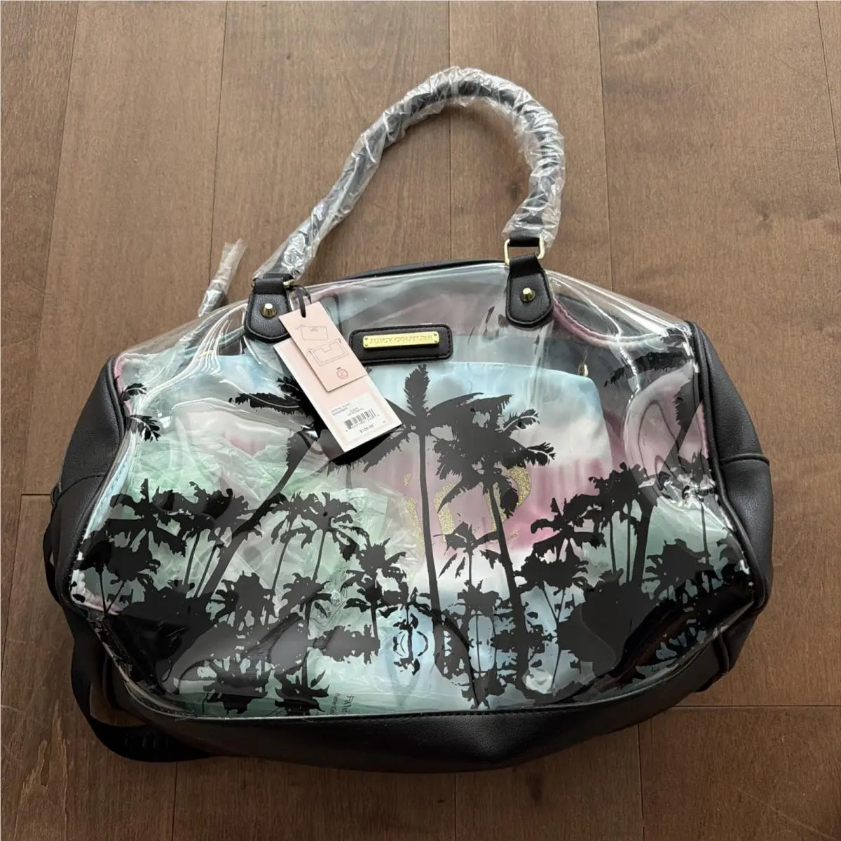 Juicy Couture Clear Translucent Tote Bag - Extra Large Palm Tree Tie-dye