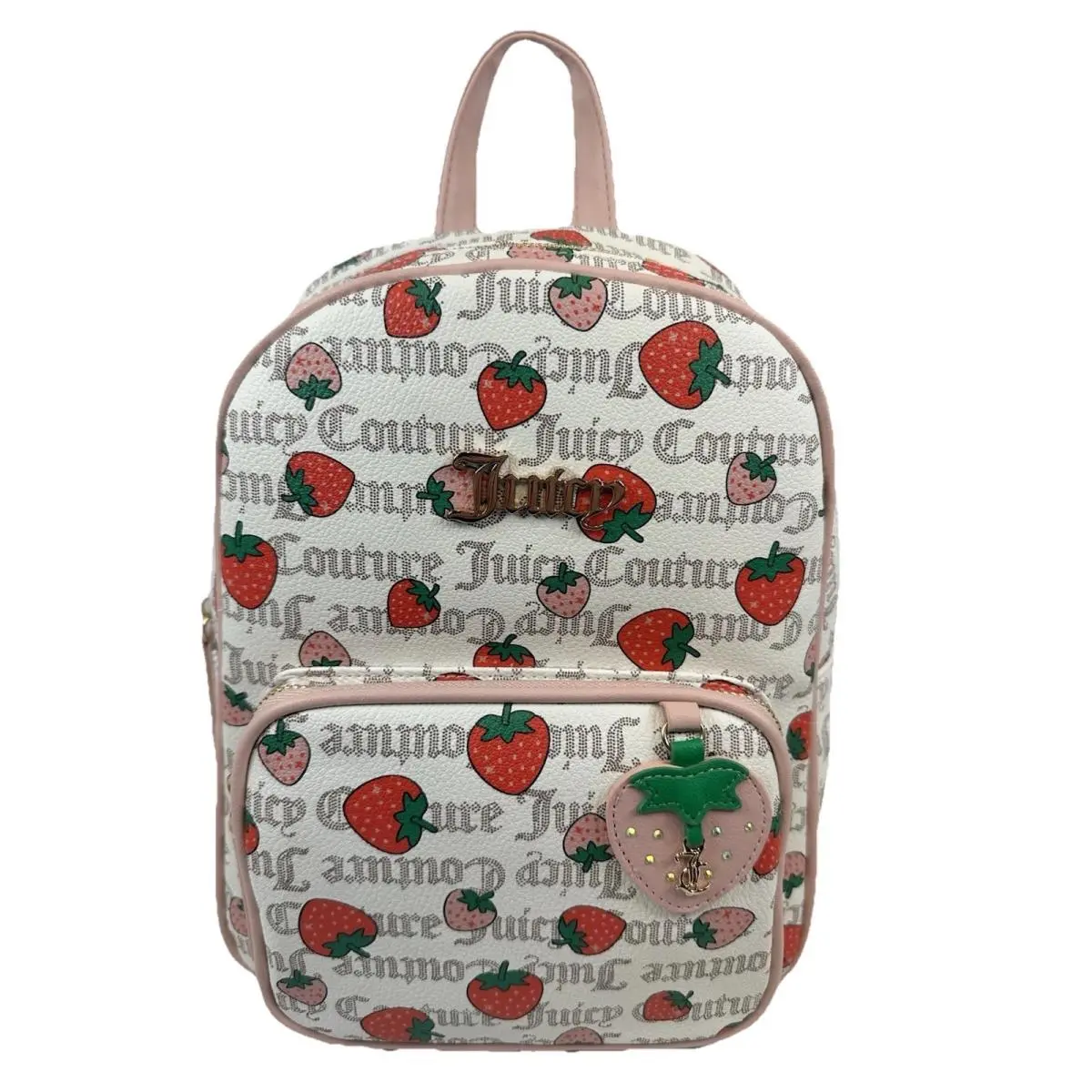 Juicy Couture Strawberry Print Mini Backpack Pink White Gold Hardware