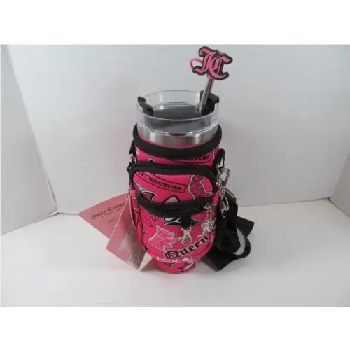 Queen Pink Stainless Steel Tumbler with Crossbody Sling Pouch by Juicy Couture