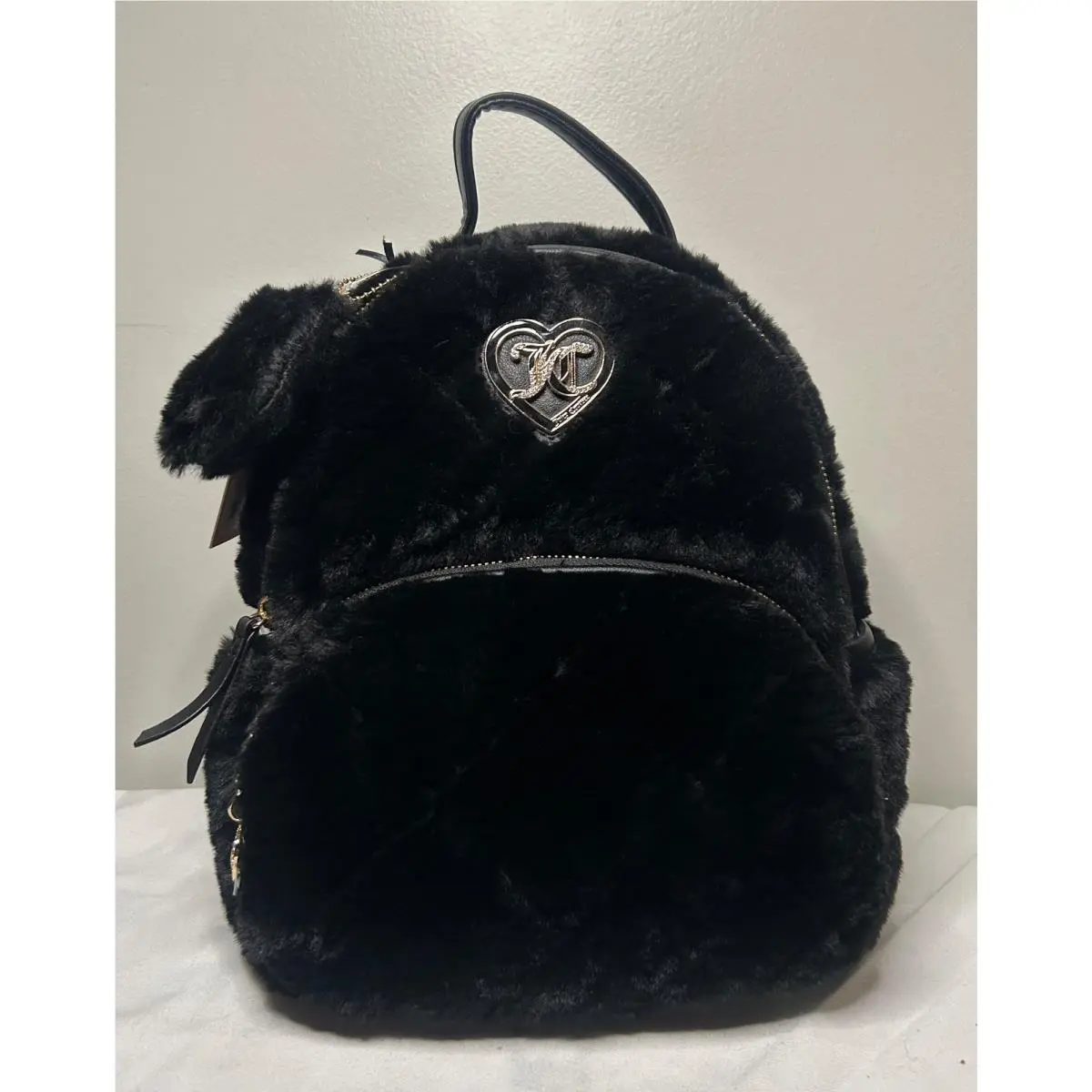 Juicy Couture Fur Lets Get Cozy Medium Backpack Black