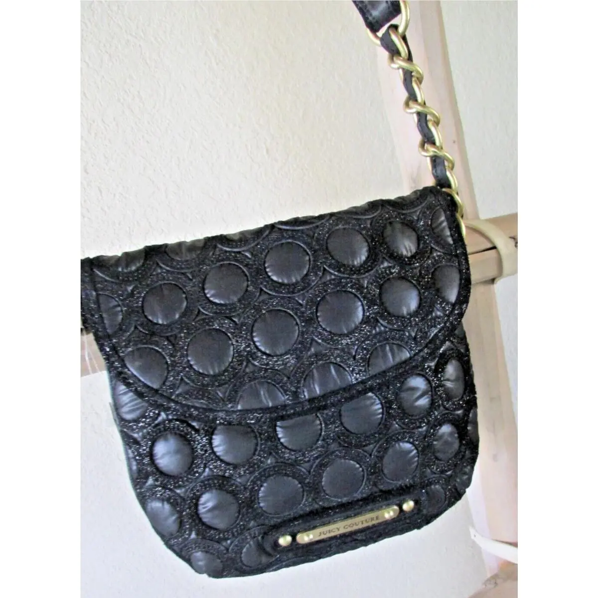 Black Polyester Quilted Leather Circles S Slim X-body by Juicy Couture